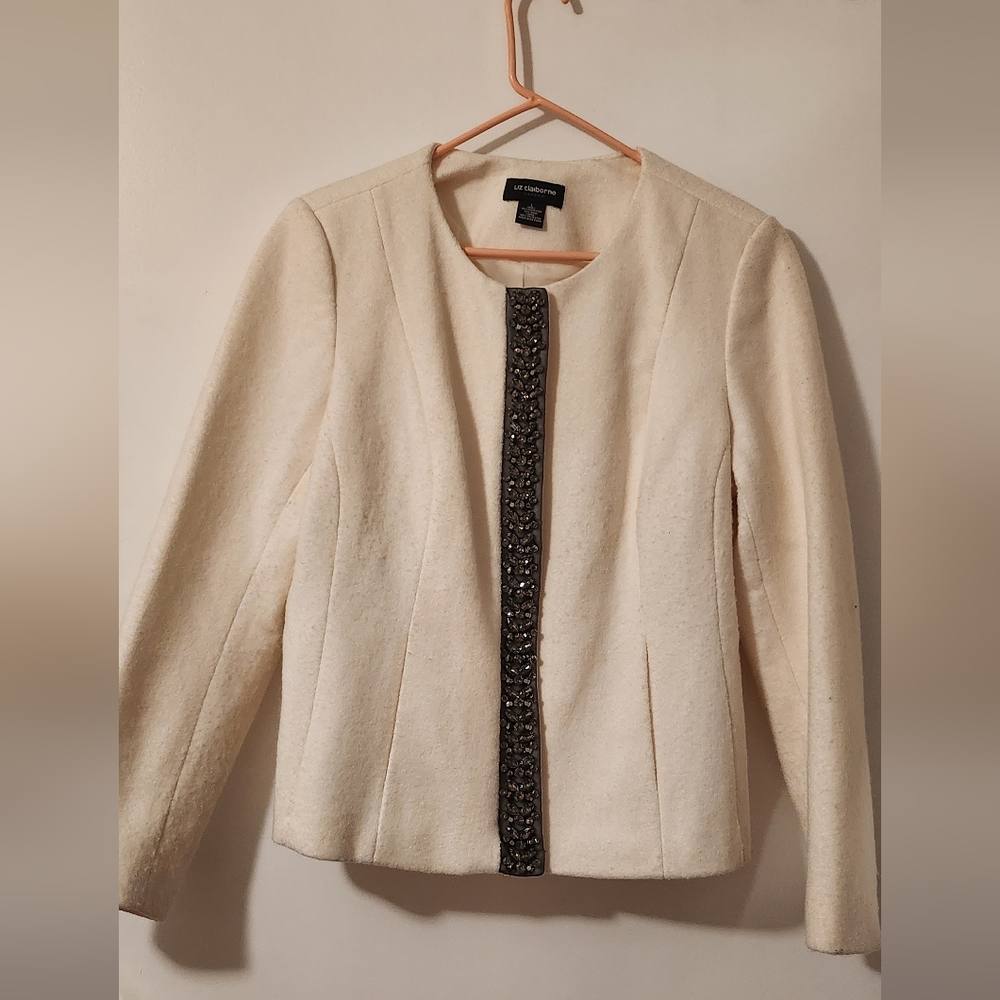 Liz Claiborne White Rhinestone Blazer